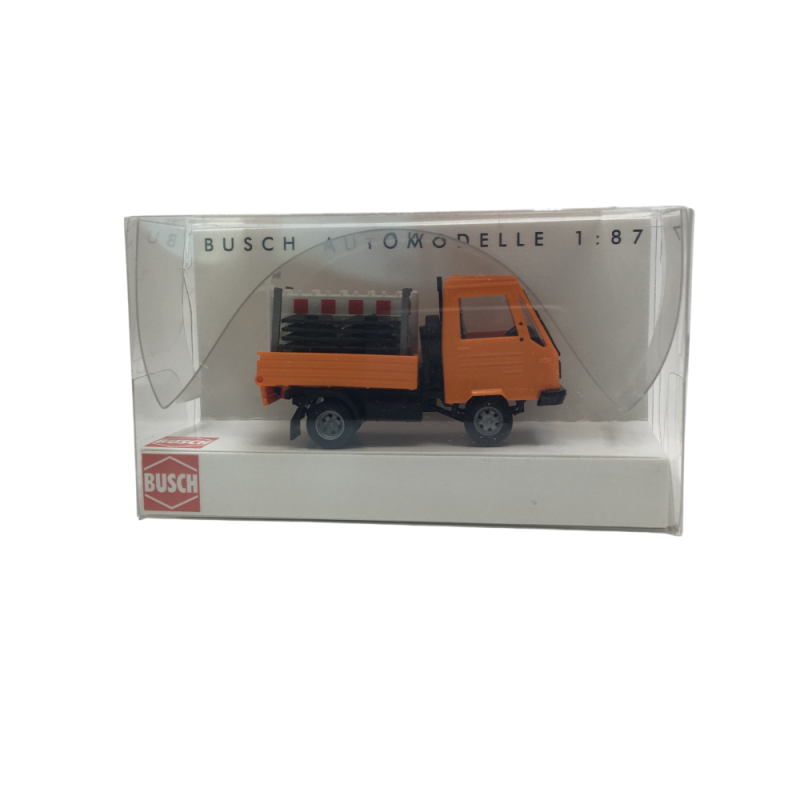Multicar M26, châssis de transport à barrière de sécurité, orange - BUSCH 42254 - HO 1/87