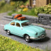 Panhard Dyna Z, vert aigue marine, galerie de toit et 2 valises - SAI 1753 - HO 1/87