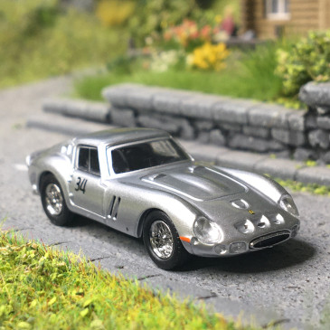 MicroCity, Ferrari 250 GTO 34, argent  - HERPA 87MC000060 - HO 1/87