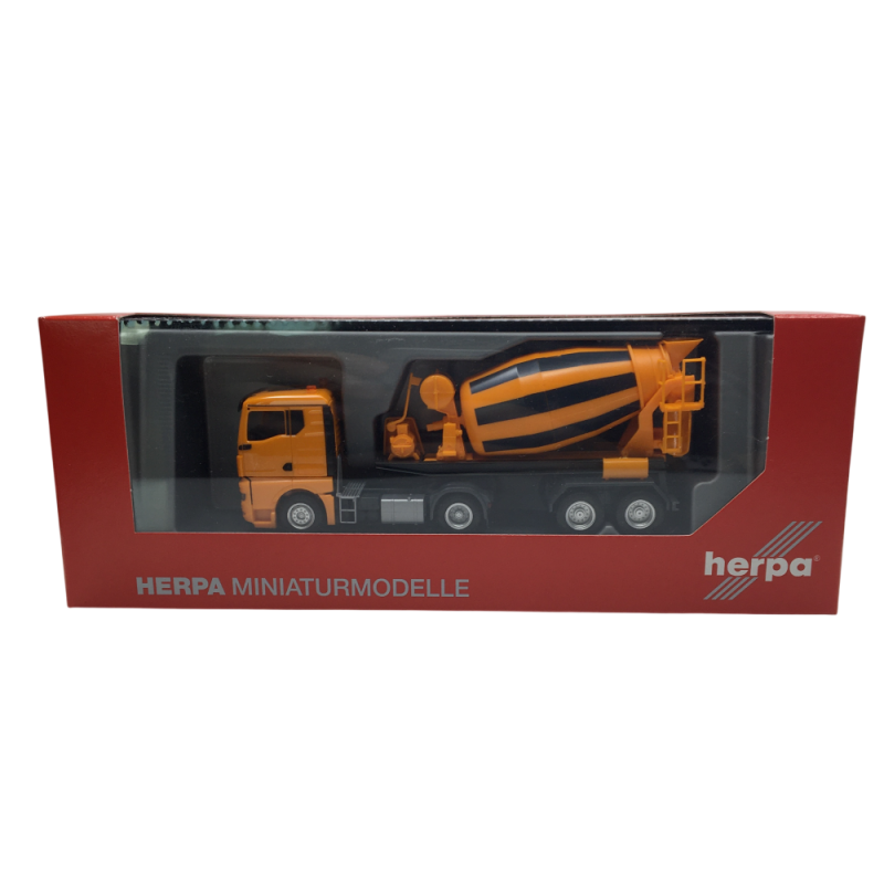Camion-malaxeur à béton, MAN TGX GN, semi-remorque, orange - HERPA 320573 - HO 1/87