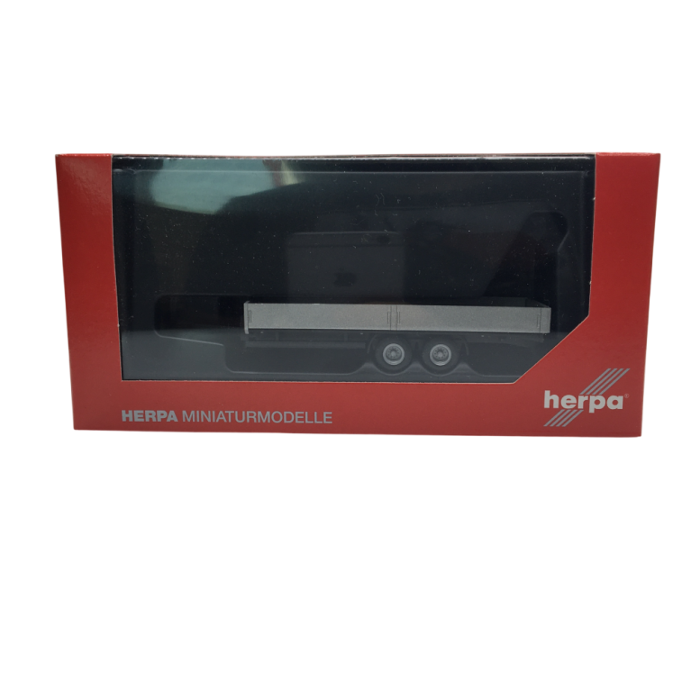Remorque tandem surbaissée, 2 essieux, argent - HERPA 076920-002 - HO 1/87