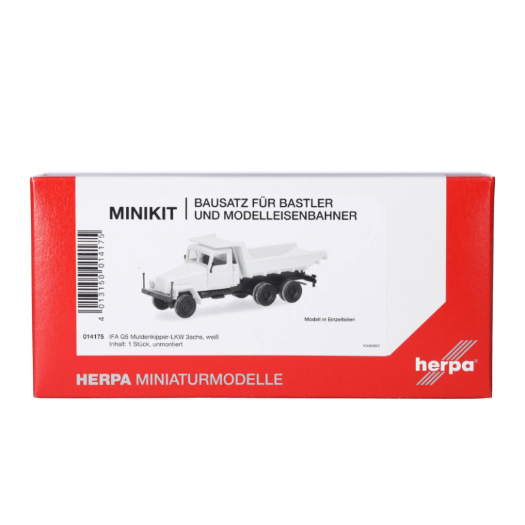 Minikit, Camion benne IFA G5, 3 essieux, blanc - HERPA 014175 - HO 1/87