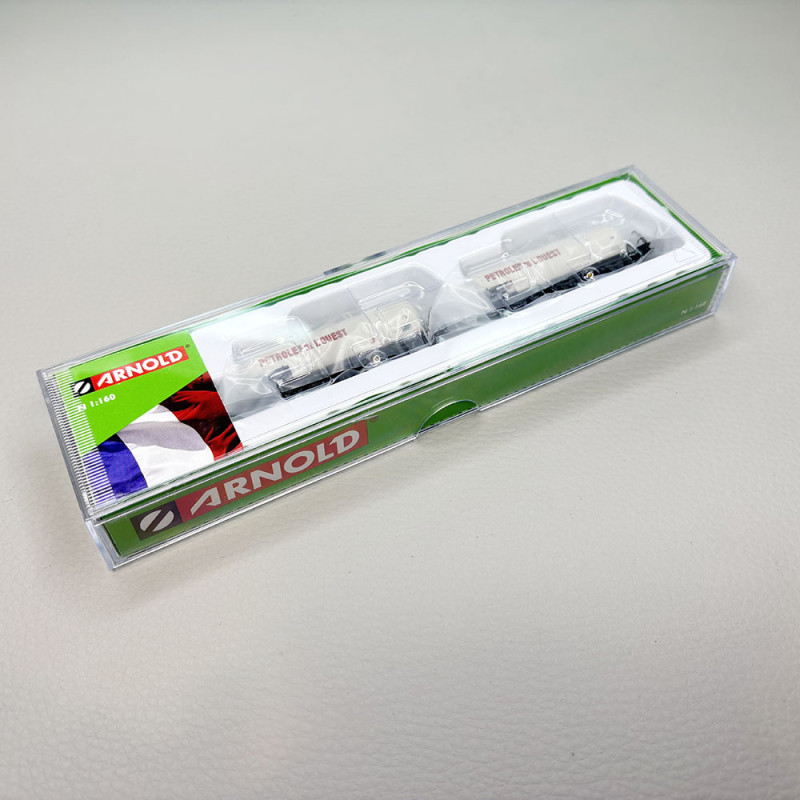 Coffret 2 wagons citernes 3 essieux type Uh Pétroles de l'Ouest SNCF, Ep. IV - ARNOLD HN6677 - N 1/160
