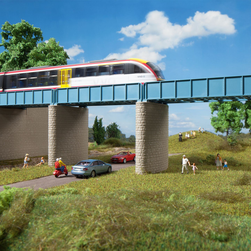 Extension de pont à poutres en tôle - Auhagen 11442 - HO 1/87