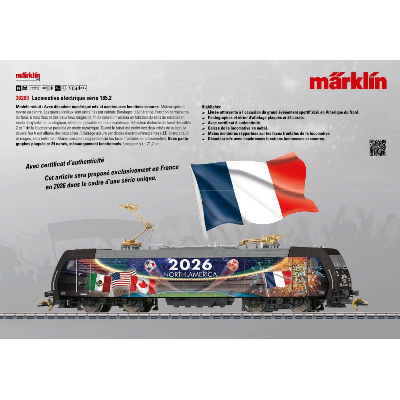 Locomotive électrique 185.2 "livrée coupe du monde 2026",  Ep VI, digital son - MARKLIN 36269 - HO 1/87