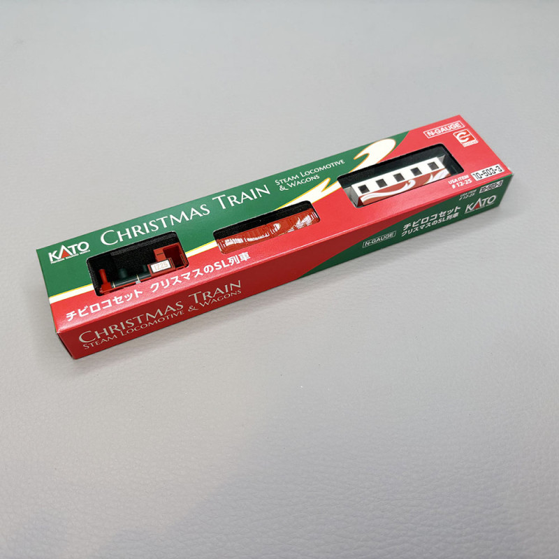 Coffret de Noël locomotive vapeur 1225, tombereau et voiture décorée - KATO 10-503-3 - N 1/160