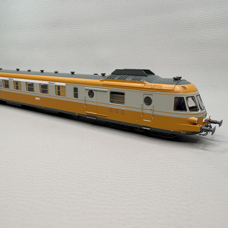Autorail diesel RGP I remorque Alpazur gris béton/orange SNCF, Ep. IV - JOUEF HJ2463 - HO 1/87