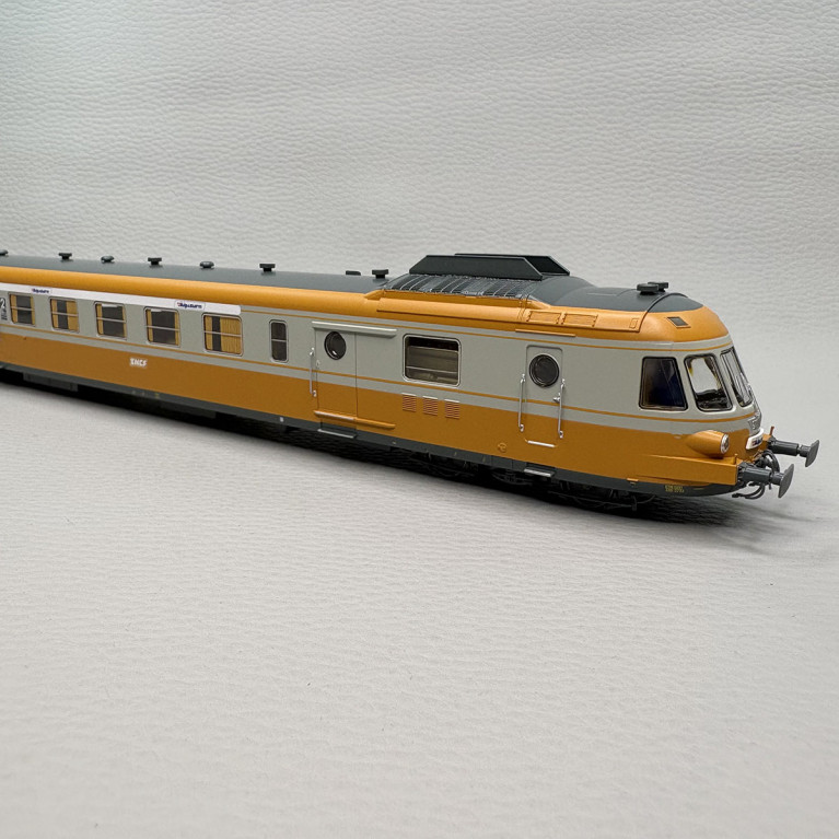 Autorail diesel RGP I remorque Alpazur gris béton/orange SNCF, Ep. IV - JOUEF HJ2463 - HO 1/87