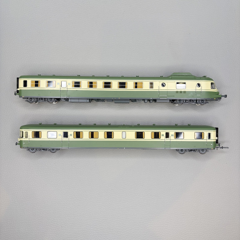 Autorail diesel RGP I remorque vert/beige SNCF, Ep. IV - JOUEF HJ2462 - HO 1/87