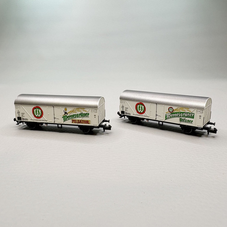 Coffret 2 wagons frigorifiques 2 essieux Wernesgrüner DR, Ep. IV - ARNOLD HN6749 - N 1/160