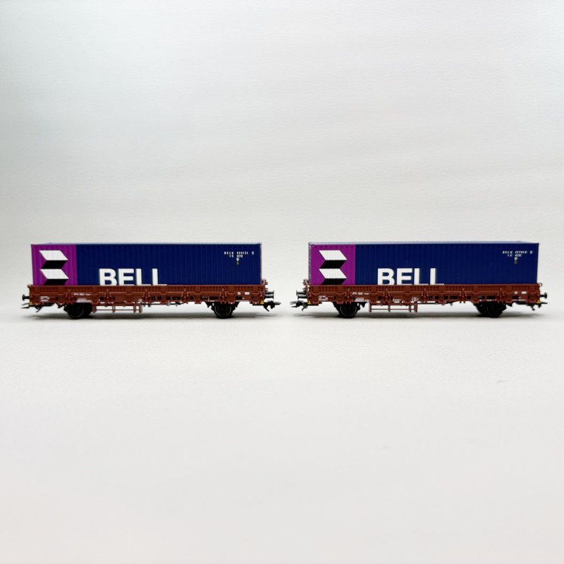 Coffret 2 wagons à ranchers Kbs conteneurs 40 pieds BELL NS, Ep. IV - MÄRKLIN 46939 - HO 1/87