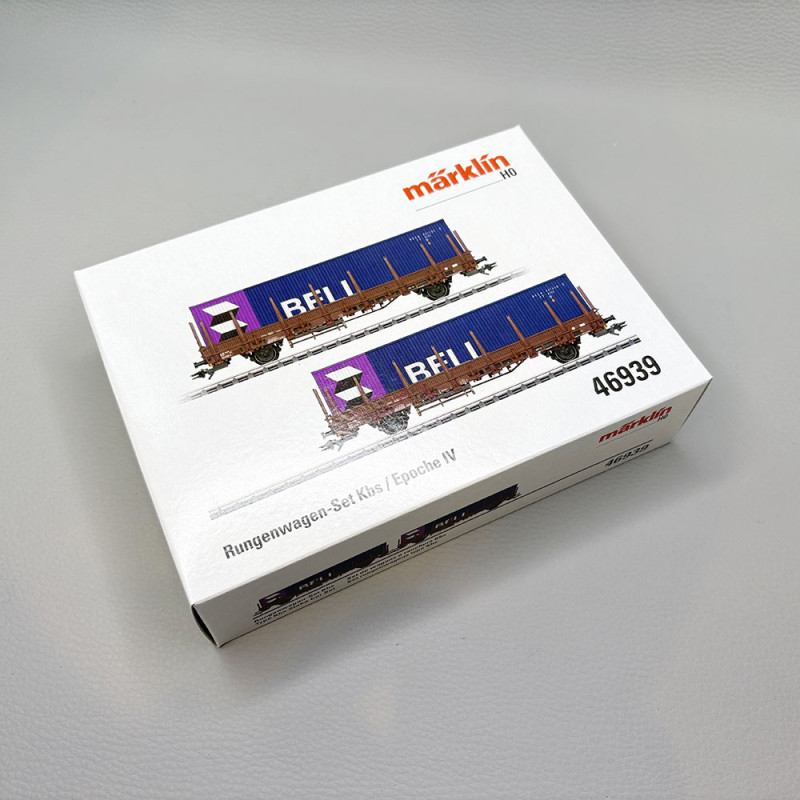Coffret 2 wagons à ranchers Kbs conteneurs 40 pieds BELL NS, Ep. IV - MÄRKLIN 46939 - HO 1/87