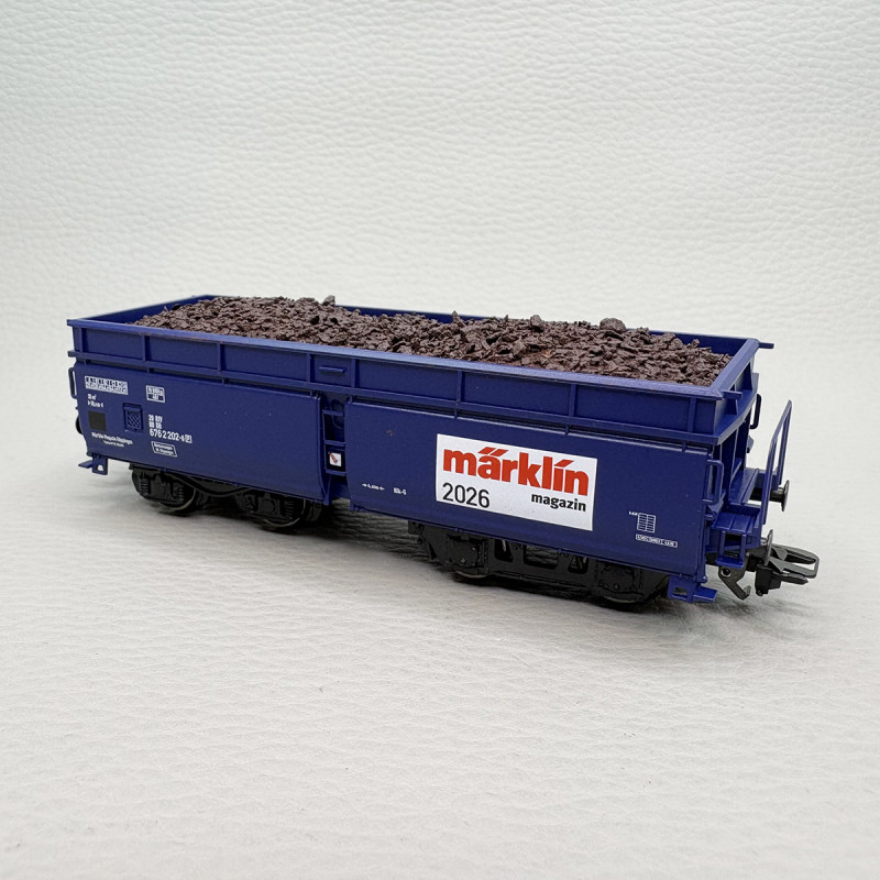 Wagon tombereau Fad 165 Märklin Magazin 2026 chargé minerai de fer DB, Ep. IV - MÄRKLIN 48526 - HO 1/87
