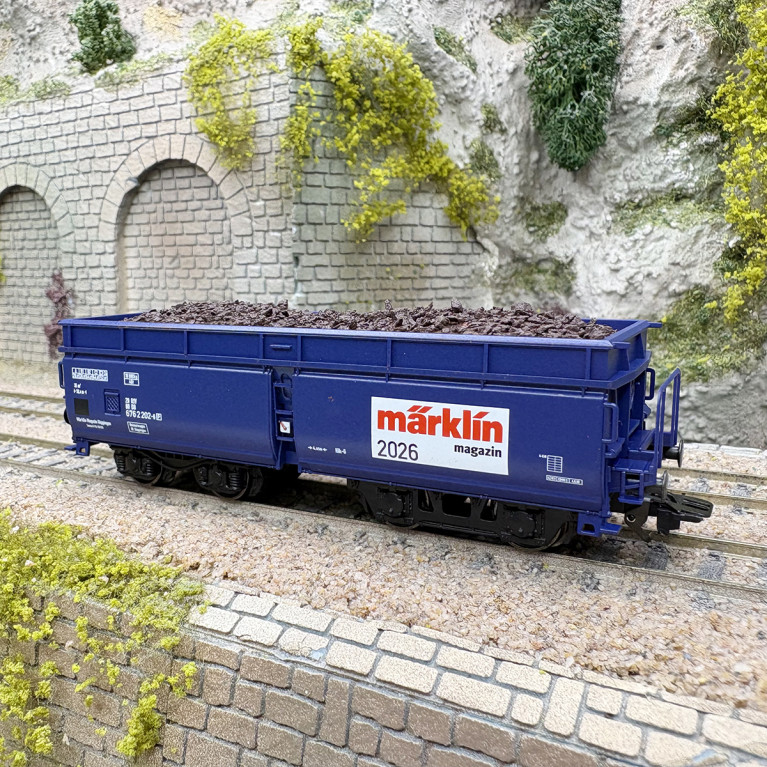 Wagon tombereau Fad 165 Märklin Magazin 2026 chargé minerai de fer DB, Ep. IV - MÄRKLIN 48526 - HO 1/87