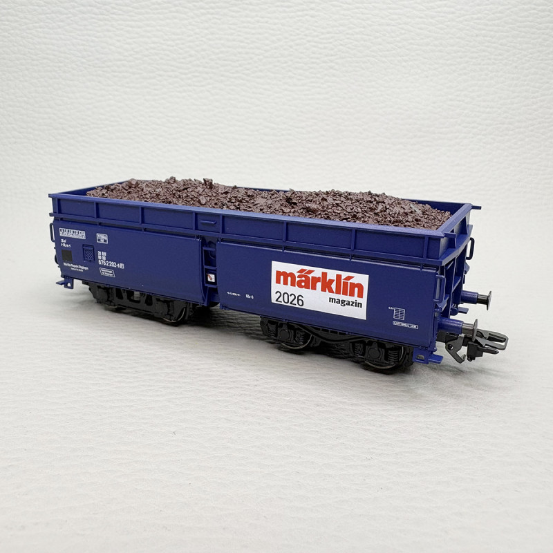Wagon tombereau Fad 165 Märklin Magazin 2026 chargé minerai de fer DB, Ep. IV - MÄRKLIN 48526 - HO 1/87