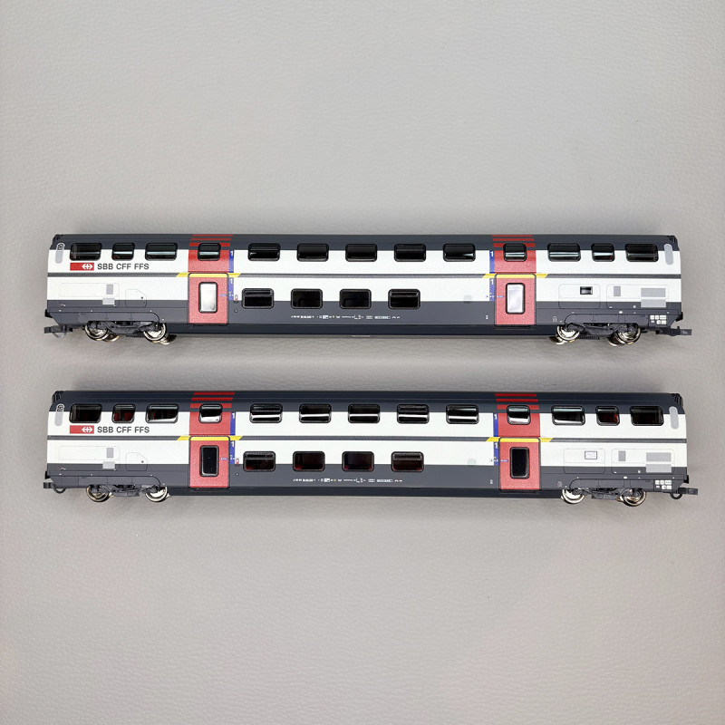 Coffret 2 voitures 2 étages 1re classe type A IC 2000 CFF SBB, Ep. V-VI - ROCO 6200215 - HO 1/87
