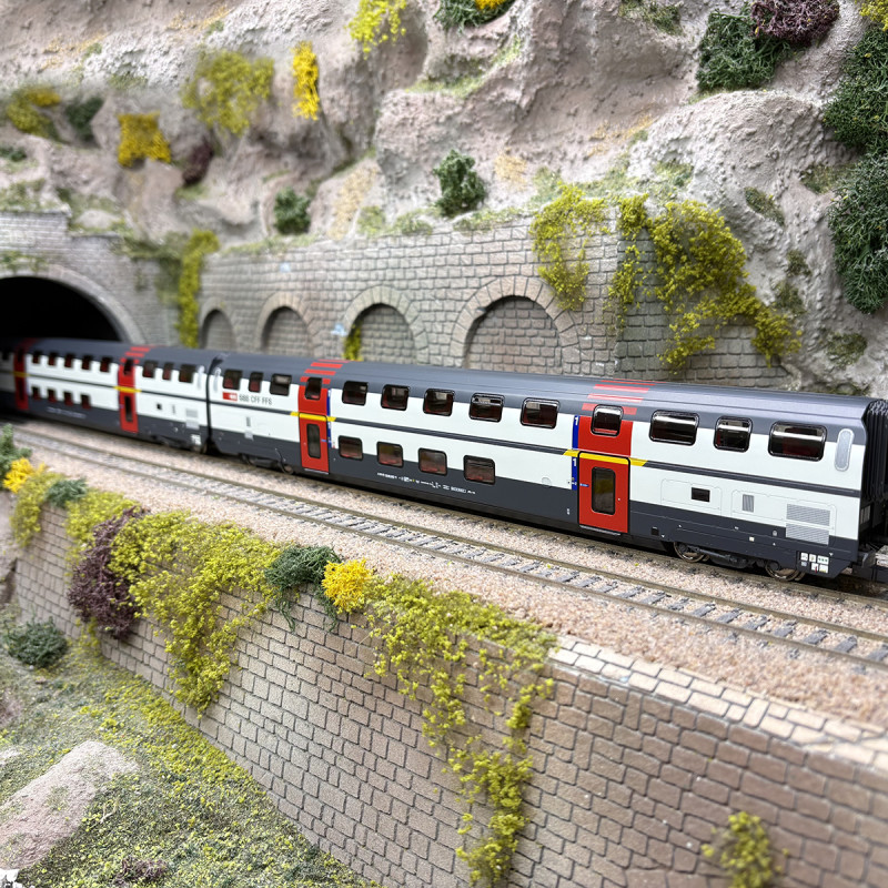 Coffret 2 voitures 2 étages 1re classe type A IC 2000 CFF SBB, Ep. V-VI - ROCO 6200215 - HO 1/87