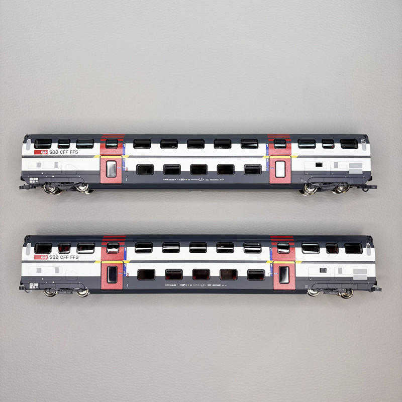 Coffret 2 voitures 2 étages 1re classe type A IC 2000 CFF SBB, Ep. V-VI - ROCO 6200215 - HO 1/87