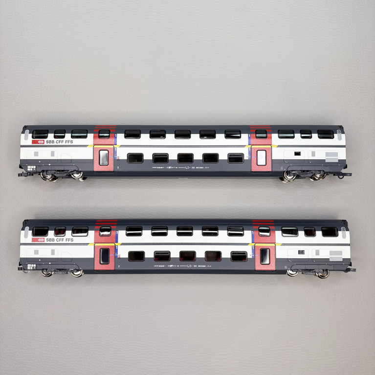 Coffret 2 voitures 2 étages 1re classe type A IC 2000 CFF SBB, Ep. V-VI - ROCO 6200215 - HO 1/87
