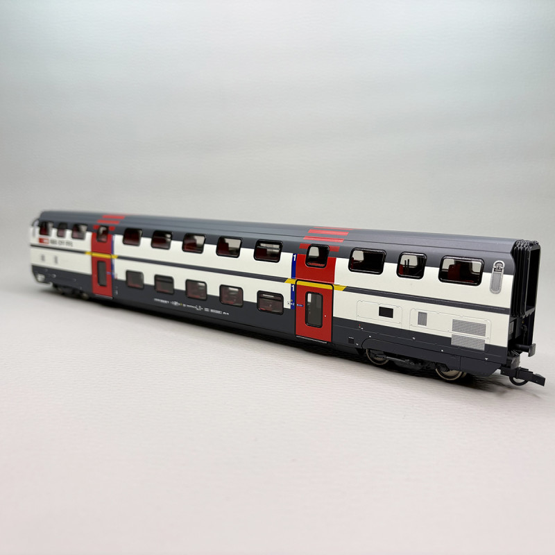 Coffret 2 voitures 2 étages 1re classe type A IC 2000 CFF SBB, Ep. V-VI - ROCO 6200215 - HO 1/87