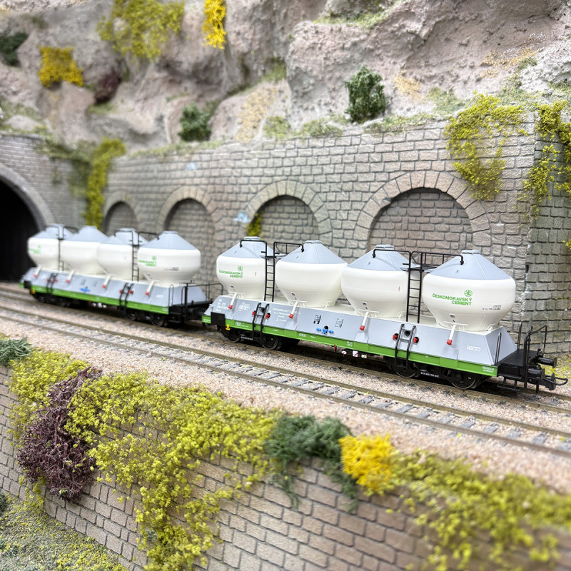 Coffret 2 wagons-silos type Uacs Českomoravský cement ČD, Ep. V - ROCO 6600237 - HO 1/87