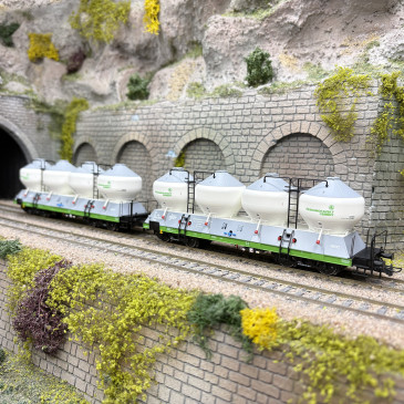 Coffret 2 wagons-silos type Uacs Českomoravský cement ČD, Ep. V - ROCO 6600237 - HO 1/87