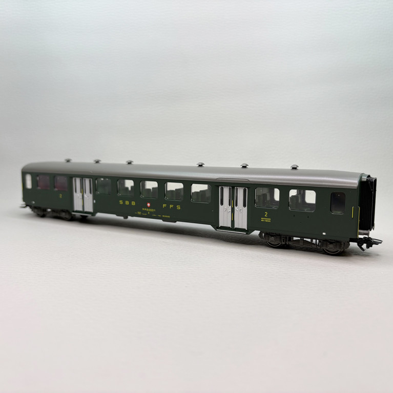 Voiture voyageurs 2e classe acier léger vert sapin CFF SBB, Ep. IV - MÄRKLIN 43373 - HO 1/87