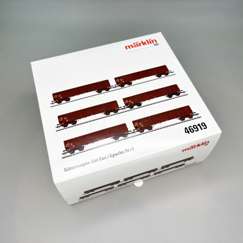 Coffret 6 wagons-tombereaux type Eas 5949/5971 chargés lignite DR, Ep. IV-V - MÄRKLIN 46919 - HO 1/87