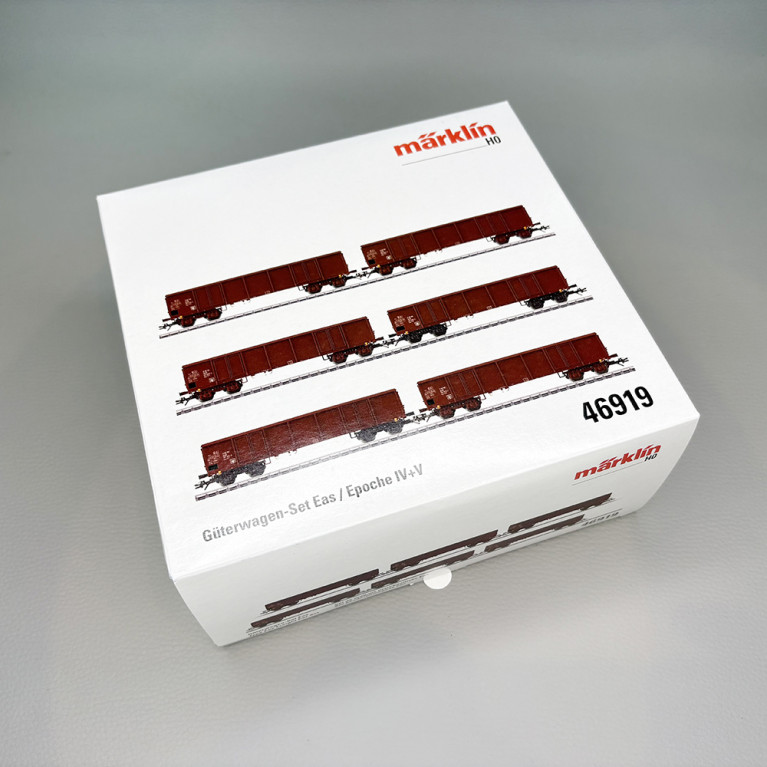 Coffret 6 wagons-tombereaux type Eas 5949/5971 chargés lignite DR, Ep. IV-V - MÄRKLIN 46919 - HO 1/87