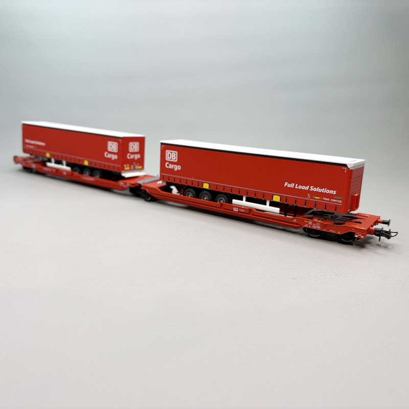 Wagon articulé double poche Sdggmrs 738 T3000e semi-remorques DB Cargo DB AG, Ep. VI - ROCO 6600168 - HO 1/87