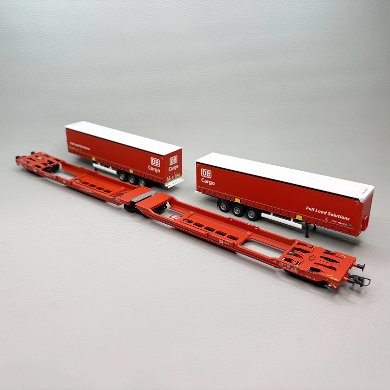 Wagon articulé double poche Sdggmrs 738 T3000e semi-remorques DB Cargo DB AG, Ep. VI - ROCO 6600168 - HO 1/87