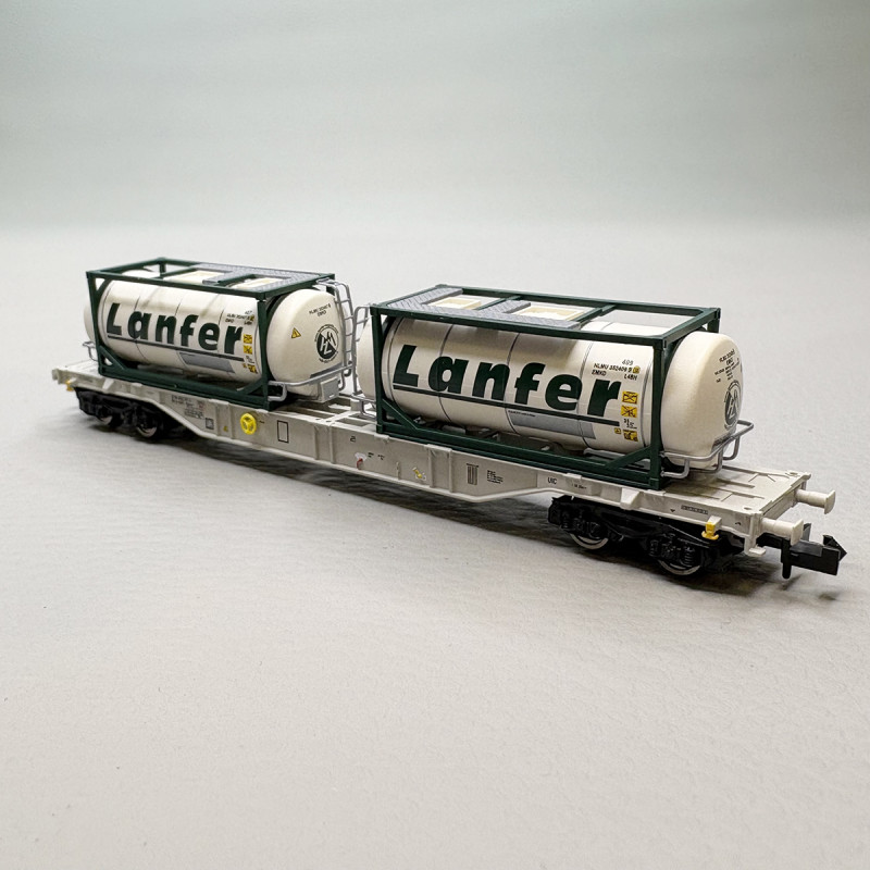 Wagon porte-conteneurs type Sgnss conteneurs-citernes Lanfer Logistik AAE, Ep. VI - FLEISCHMANN 6660088 - N 1/160