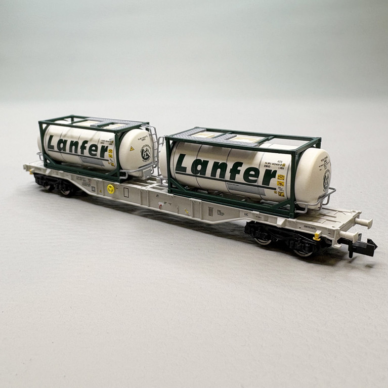 Wagon porte-conteneurs type Sgnss conteneurs-citernes Lanfer Logistik AAE, Ep. VI - FLEISCHMANN 6660088 - N 1/160