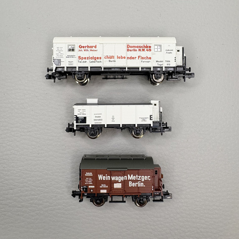 Coffret 3 wagons couverts spéciaux Poisson CO2 Vin DRG DRB, Ep. II - FLEISCHMANN 6660148 - N 1/160