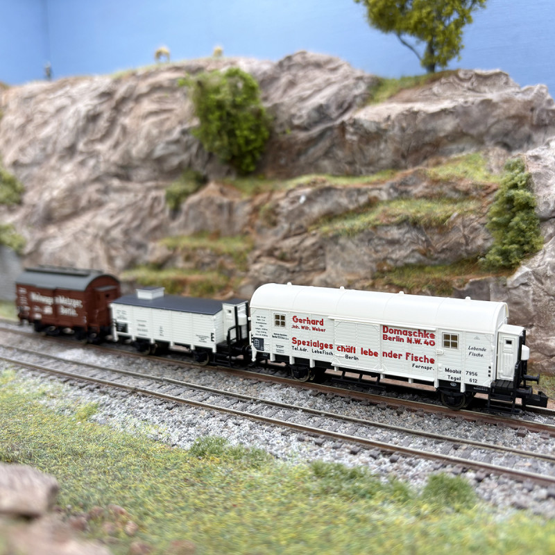 Coffret 3 wagons couverts spéciaux Poisson CO2 Vin DRG DRB, Ep. II - FLEISCHMANN 6660148 - N 1/160