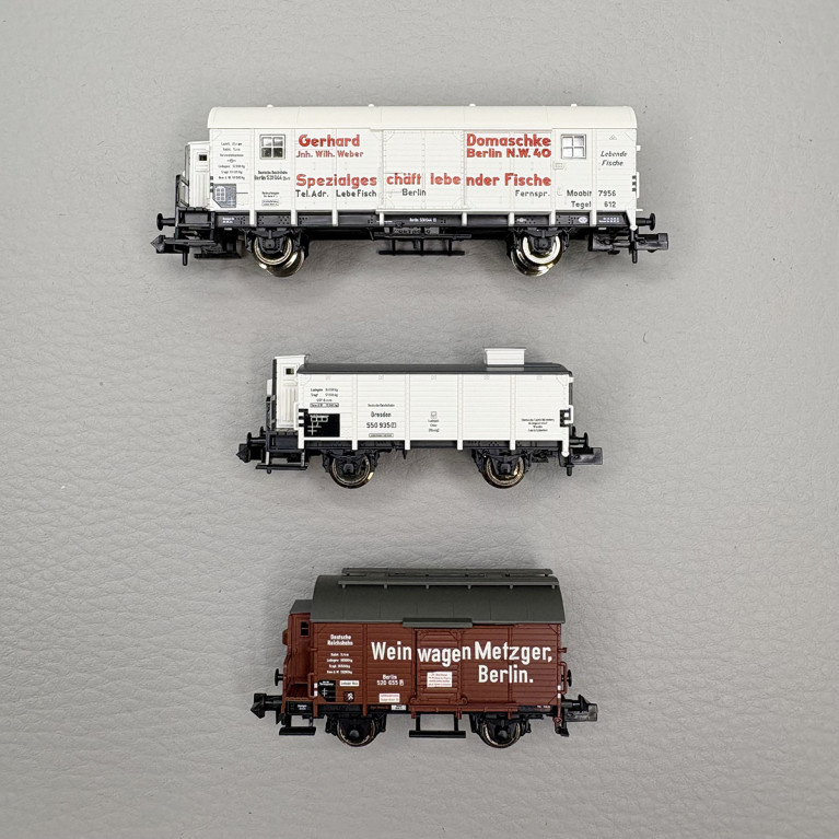 Coffret 3 wagons couverts spéciaux Poisson CO2 Vin DRG DRB, Ep. II - FLEISCHMANN 6660148 - N 1/160
