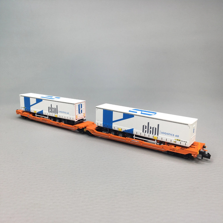 Wagon articulé double poche Sdggmrs 738 T3000e semi-remorques Ekol Wascosa, Ep. VI - FLEISCHMANN 6660104 - N 1/160