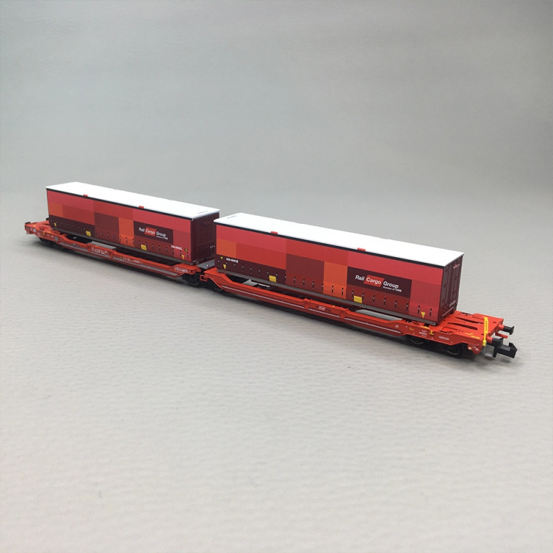 Wagon articulé double poche T3000e, caisses mobiles Rail Cargo Group, ÖBB/RCW, Ep. VI - FLEISCHMANN 6660133 - N 1/160