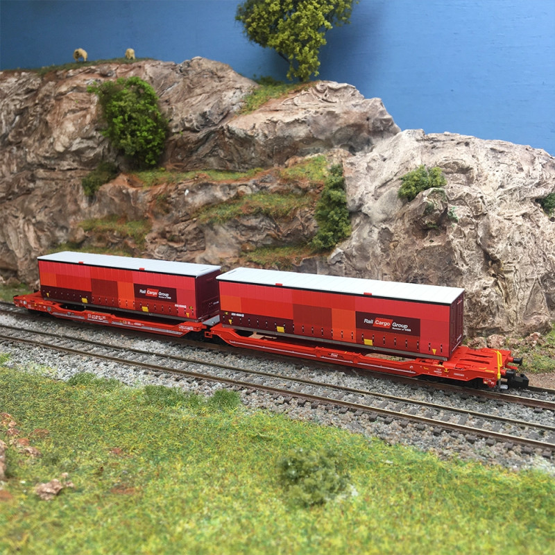 Wagon articulé double poche T3000e, caisses mobiles Rail Cargo Group, ÖBB/RCW, Ep. VI - FLEISCHMANN 6660133 - N 1/160