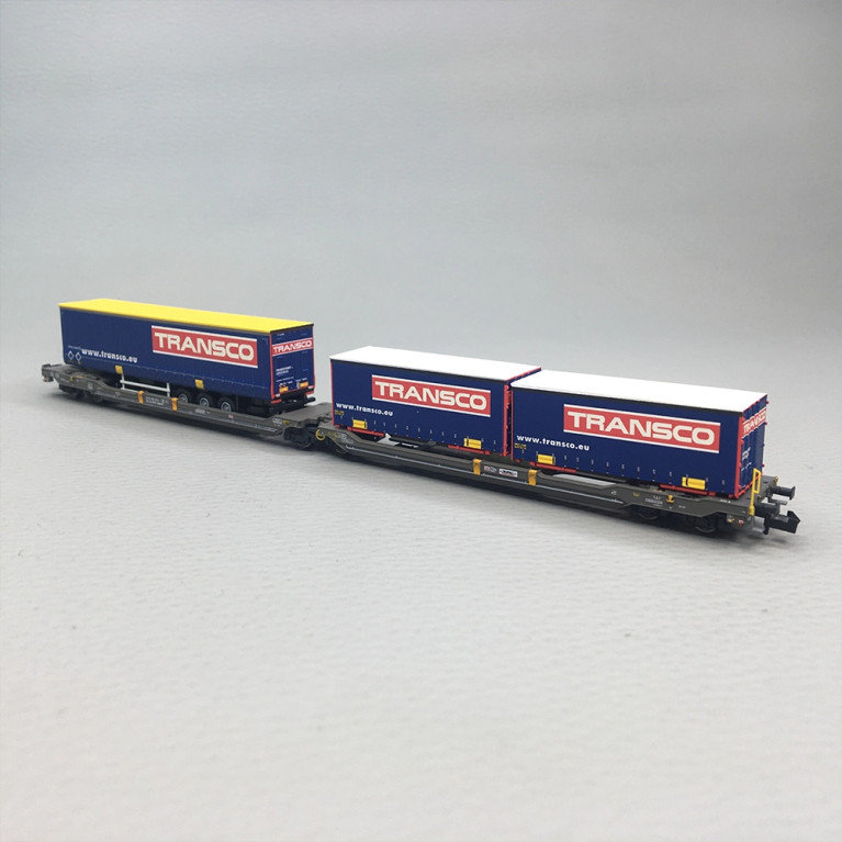 Wagon articulé double poche Sdggmrs 738 T3000e semi-remorque caisses Transco HUPAC, Ep. VI - FLEISCHMANN 6660151 - N 1/160