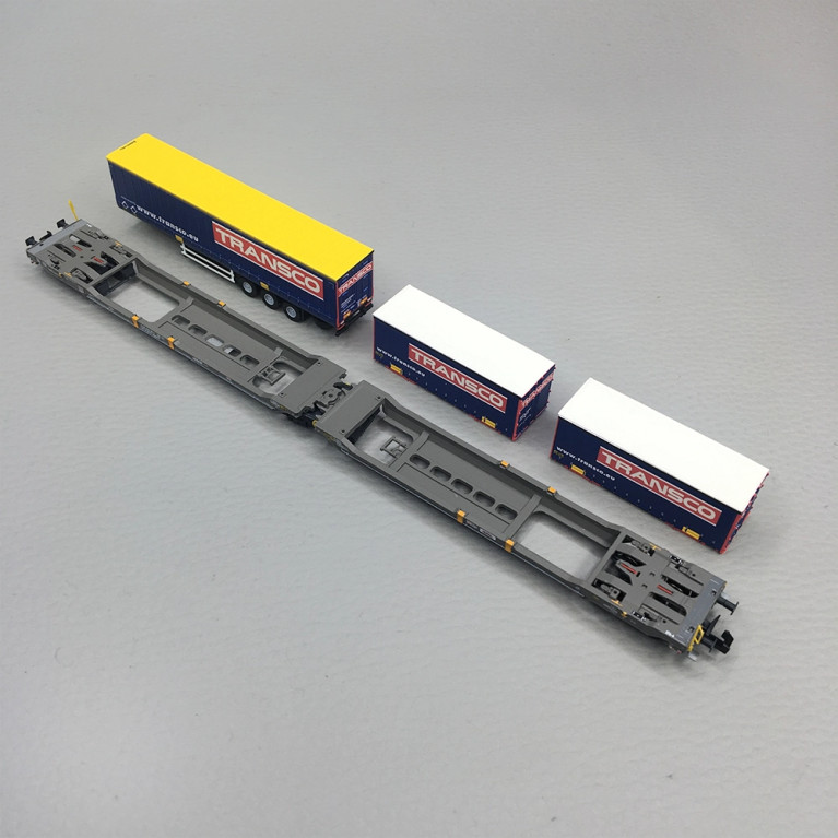 Wagon articulé double poche Sdggmrs 738 T3000e semi-remorque caisses Transco HUPAC, Ep. VI - FLEISCHMANN 6660151 - N 1/160