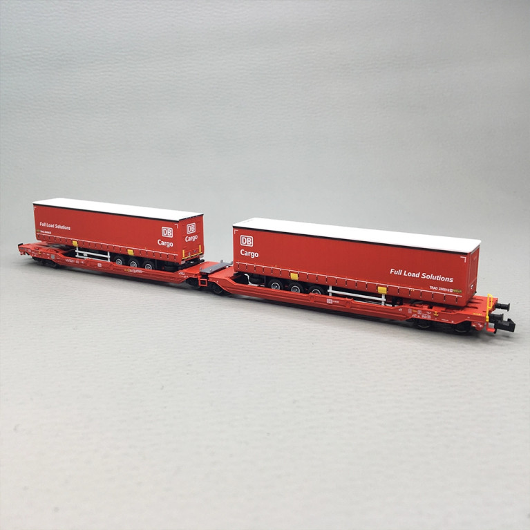Wagon articulé double poche Sdggmrs 738 T3000e semi-remorques DB Cargo DB AG, Ep. VI - FLEISCHMANN 6660103 - N 1/160