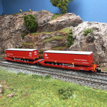 Wagon articulé double poche Sdggmrs 738 T3000e semi-remorques DB Cargo DB AG, Ep. VI - FLEISCHMANN 6660103 - N 1/160