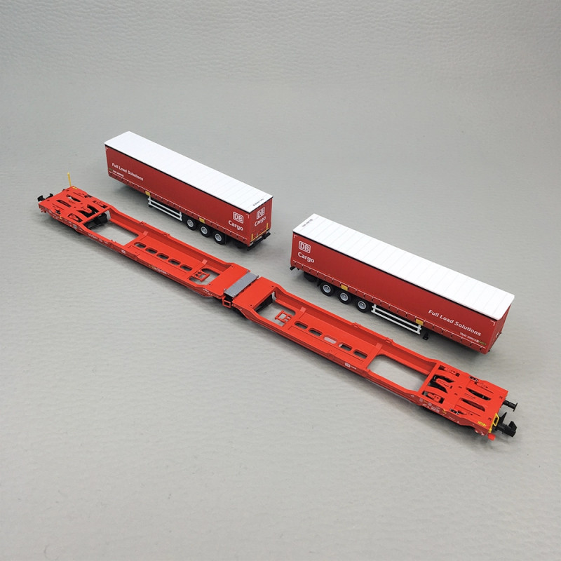 Wagon articulé double poche Sdggmrs 738 T3000e semi-remorques DB Cargo DB AG, Ep. VI - FLEISCHMANN 6660103 - N 1/160