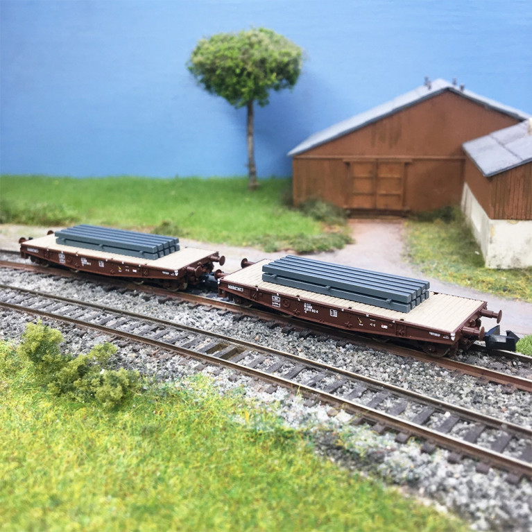Coffret 2 wagons plats charges lourdes type S brames ÖBB, Ep. IV - FLEISCHMANN 6660135 - N 1/160