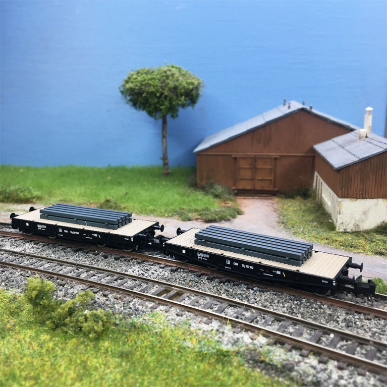 Coffret 2 wagons plats charges lourdes type Ssy slabs ÖBB, Ep. III - FLEISCHMANN 6660134 - N 1/160