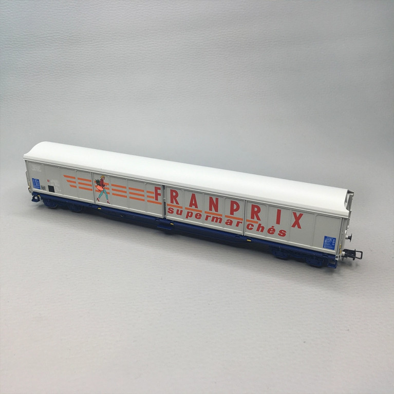Wagon à parois coulissantes 4 essieux type Habis Franprix livrée beige SNCF, Ep. IV - JOUEF HJ6321 - HO 1/87