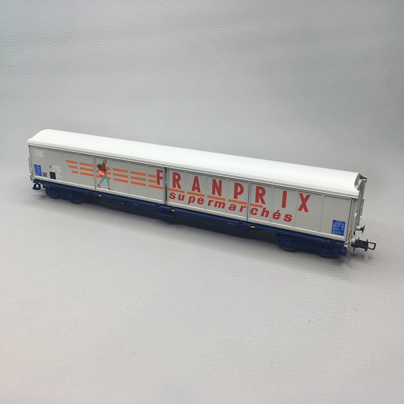 Wagon à parois coulissantes 4 essieux type Habis Franprix livrée beige SNCF, Ep. IV - JOUEF HJ6321 - HO 1/87