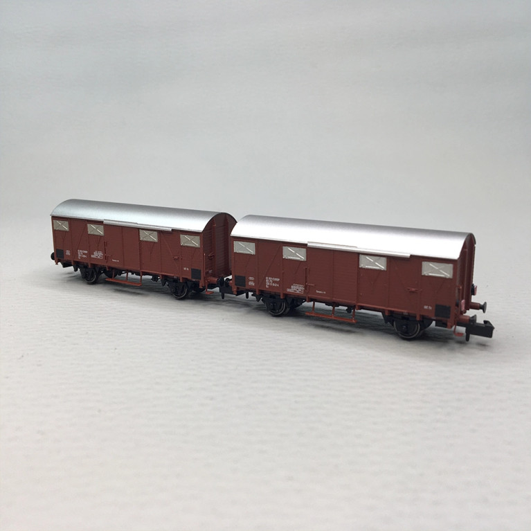 Coffret 2 wagons Gs couverts marron feux rouges arrière FS, Ep. IV - ARNOLD HN6715 - N 1/160
