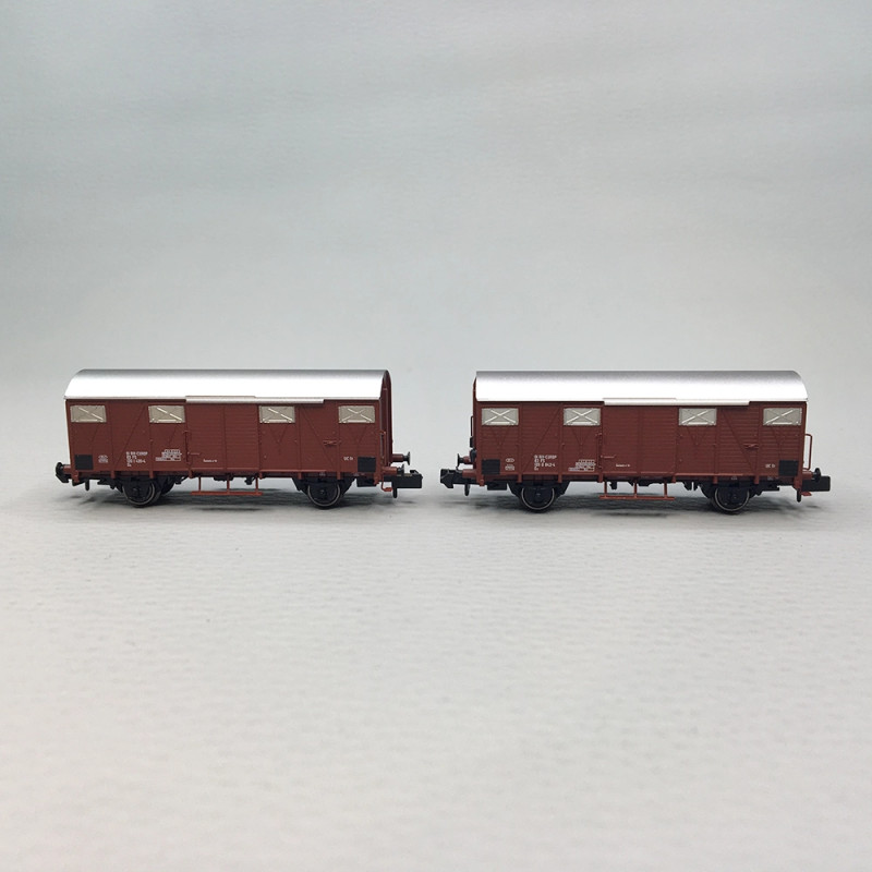Coffret 2 wagons Gs couverts marron feux rouges arrière FS, Ep. IV - ARNOLD HN6715 - N 1/160